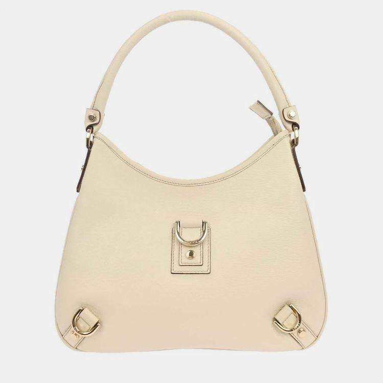 Pre Owned Gucci White Leather Abbey D Ring Handbag