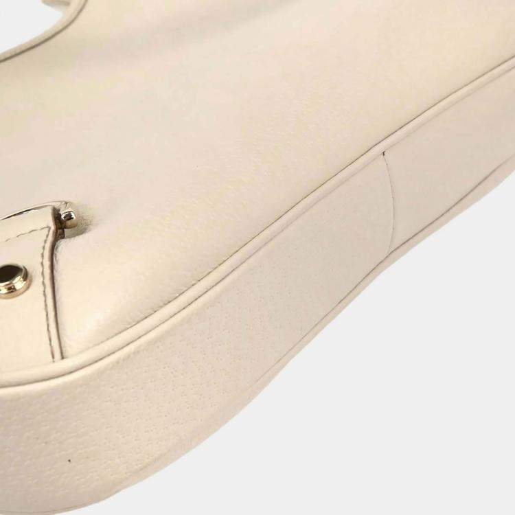 Pre Owned Gucci White Leather Abbey D Ring Handbag