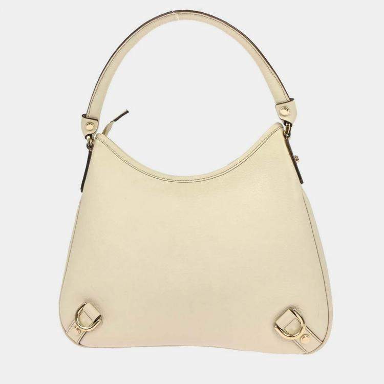 Pre Owned Gucci White Leather Abbey D Ring Handbag