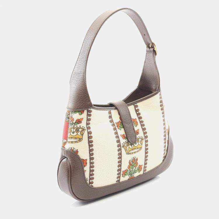 Pre Owned Gucci Music is Mine Jackie 1961 Beige, Brown, Multicolor Canvas, Leather Hobo Bag