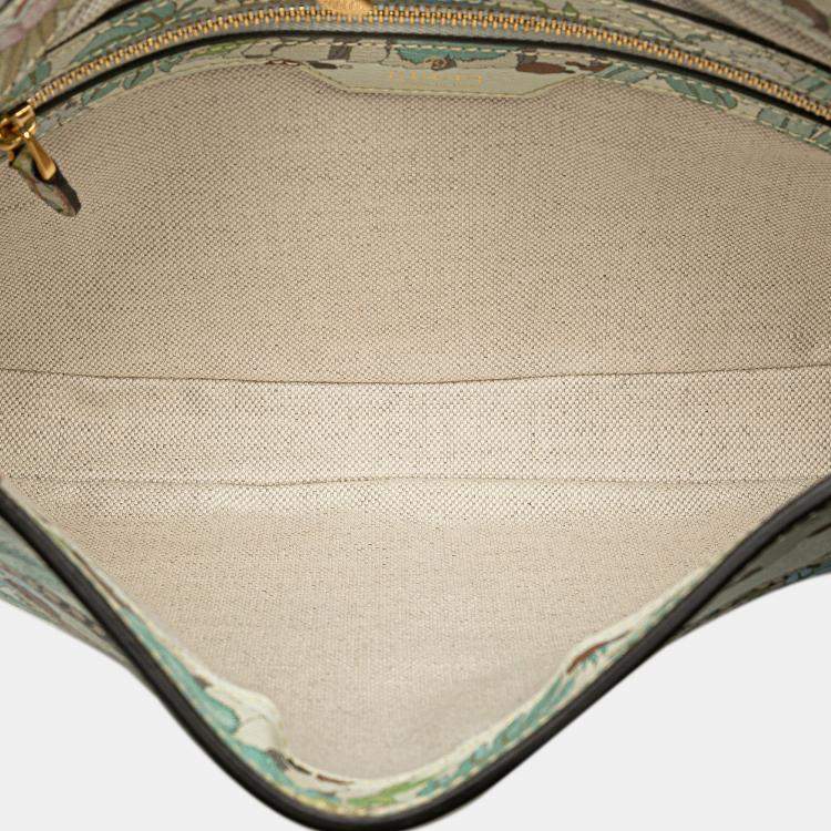 Pre Owned Gucci White Yuko Higuchi Small Calfskin  Floral Print Jackie 1961