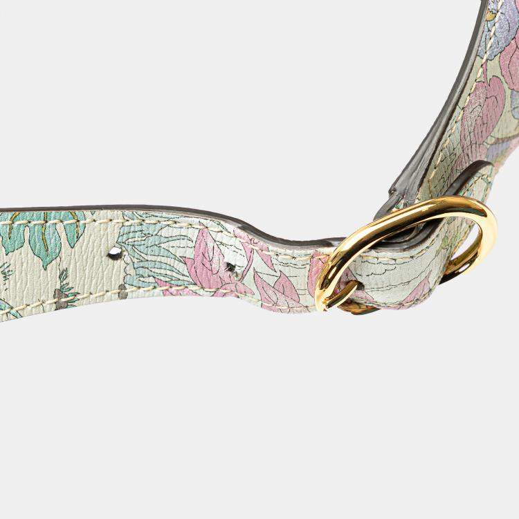 Pre Owned Gucci White Yuko Higuchi Small Calfskin  Floral Print Jackie 1961