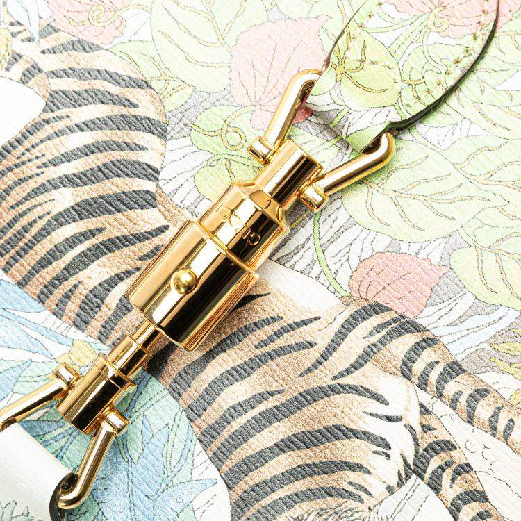 Pre Owned Gucci White Yuko Higuchi Small Calfskin  Floral Print Jackie 1961