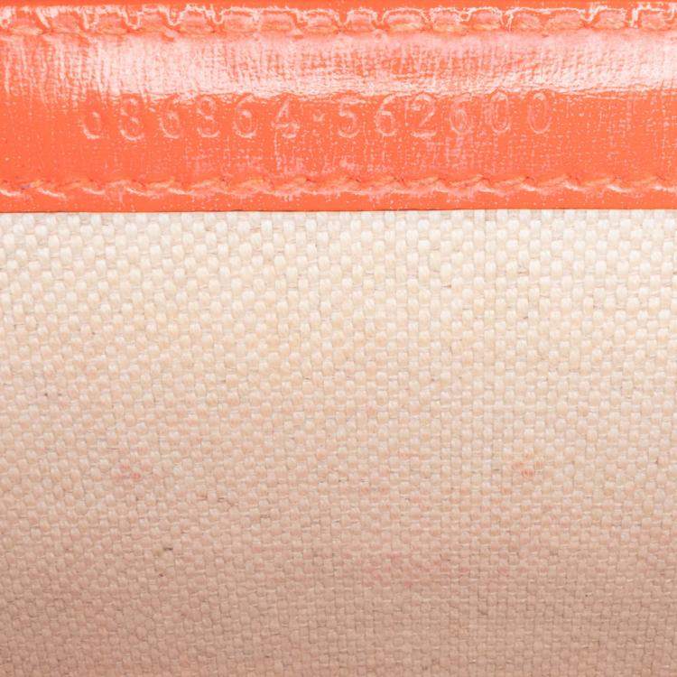 Pre Owned Gucci Orange Mini Calfskin 1947 Bamboo Top Handle Bag