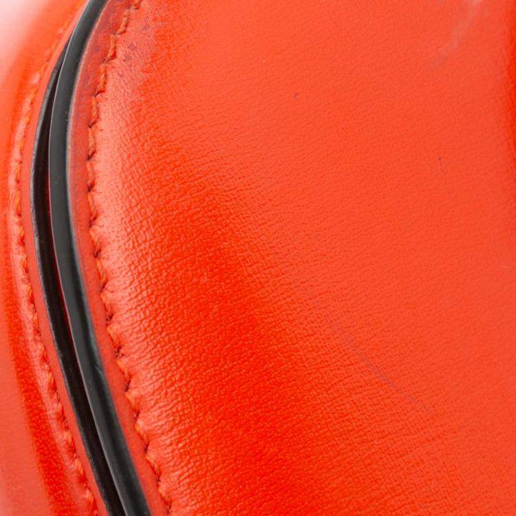 Pre Owned Gucci Orange Mini Calfskin 1947 Bamboo Top Handle Bag