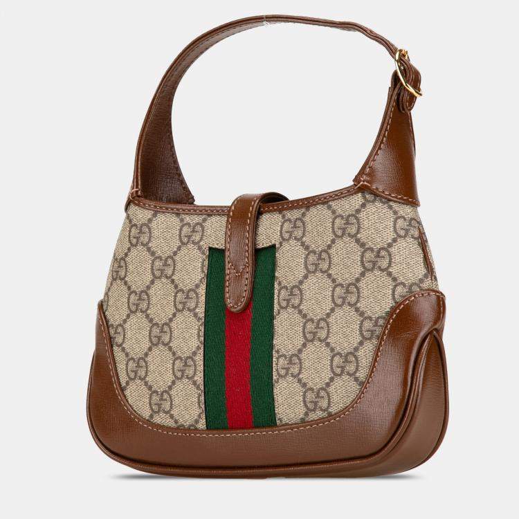Pre Owned Gucci Brown Mini GG Supreme Web Jackie 1961 Crossbody