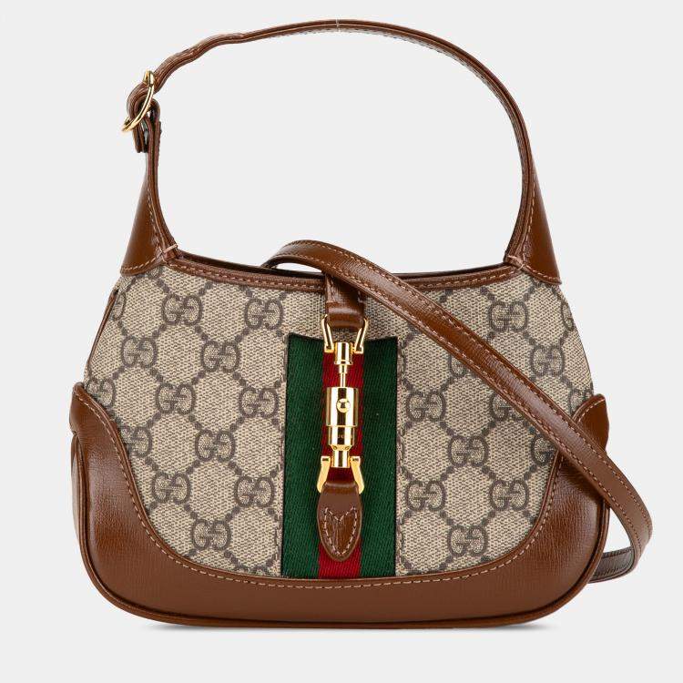 Pre Owned Gucci Brown Mini GG Supreme Web Jackie 1961 Crossbody