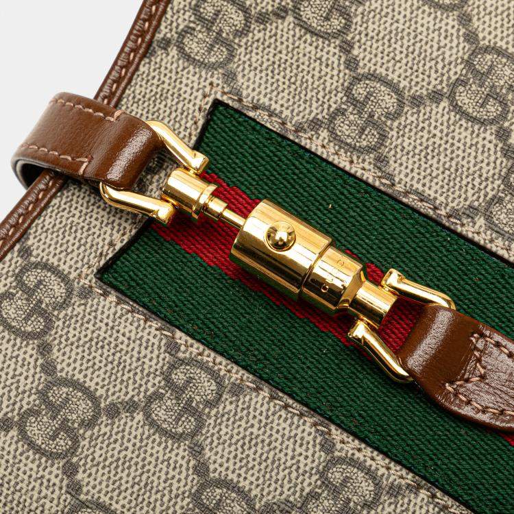 Pre Owned Gucci Brown Mini GG Supreme Web Jackie 1961 Crossbody