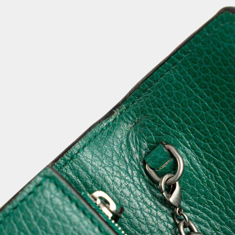 Pre Owned Gucci Green Mini Leather Dionysus Wallet on Chain