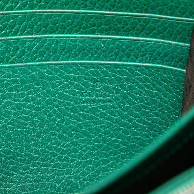 Pre Owned Gucci Green Mini Leather Dionysus Wallet on Chain