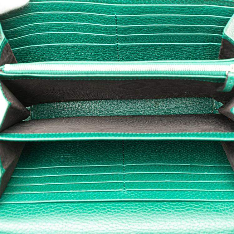 Pre Owned Gucci Green Mini Leather Dionysus Wallet on Chain