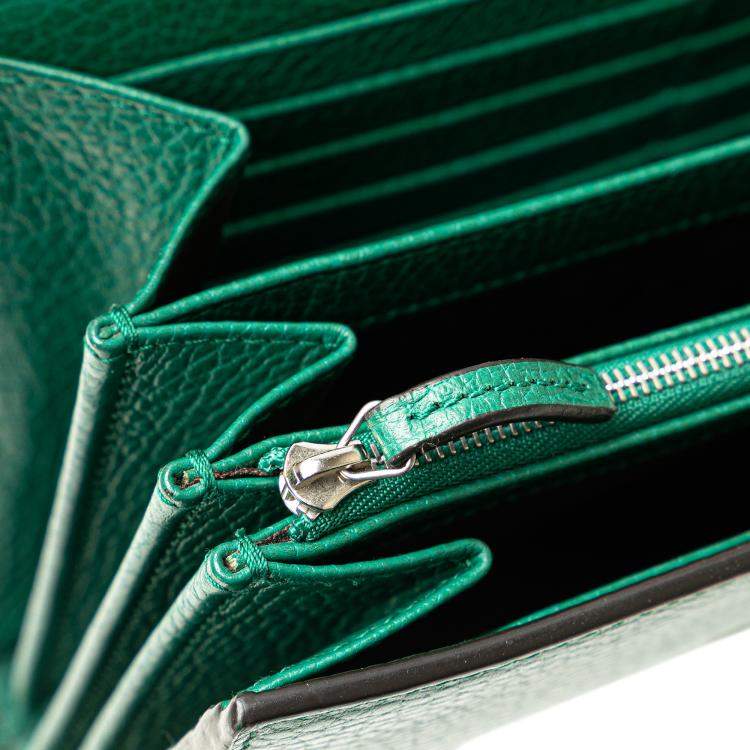 Pre Owned Gucci Green Mini Leather Dionysus Wallet on Chain