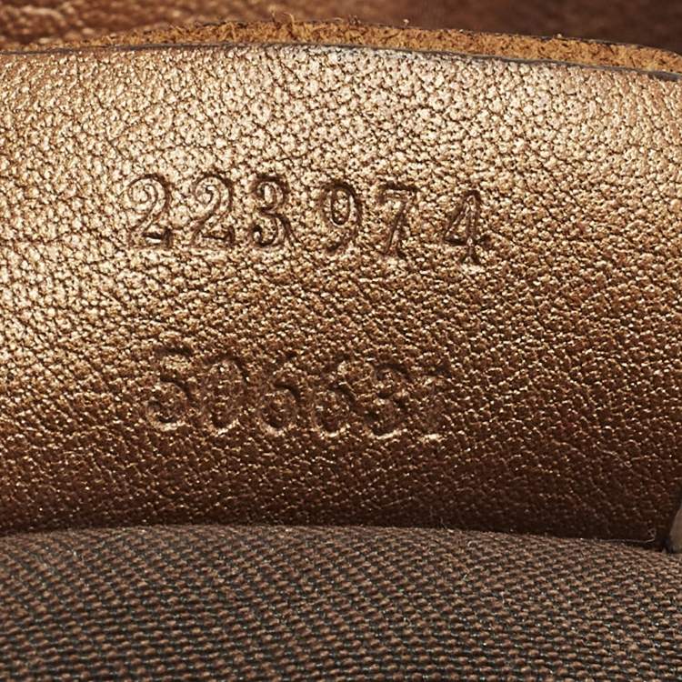 Pre Owned Gucci Sukey Medium Beige/Bronze GG Canvas and Leather Bag