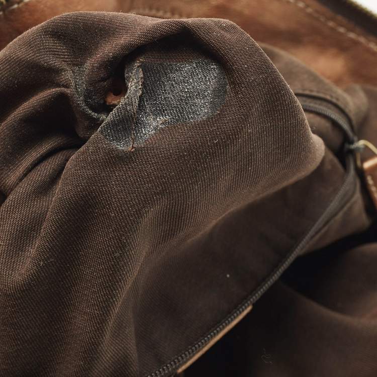 Pre Owned Gucci Sukey Medium Beige/Bronze GG Canvas and Leather Bag