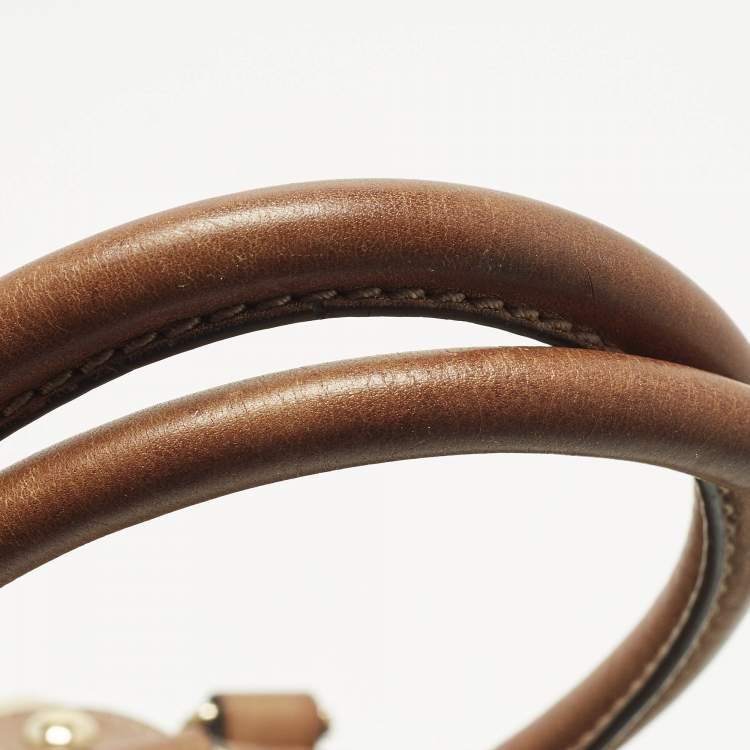 Pre Owned Gucci Sukey Medium Beige/Bronze GG Canvas and Leather Bag