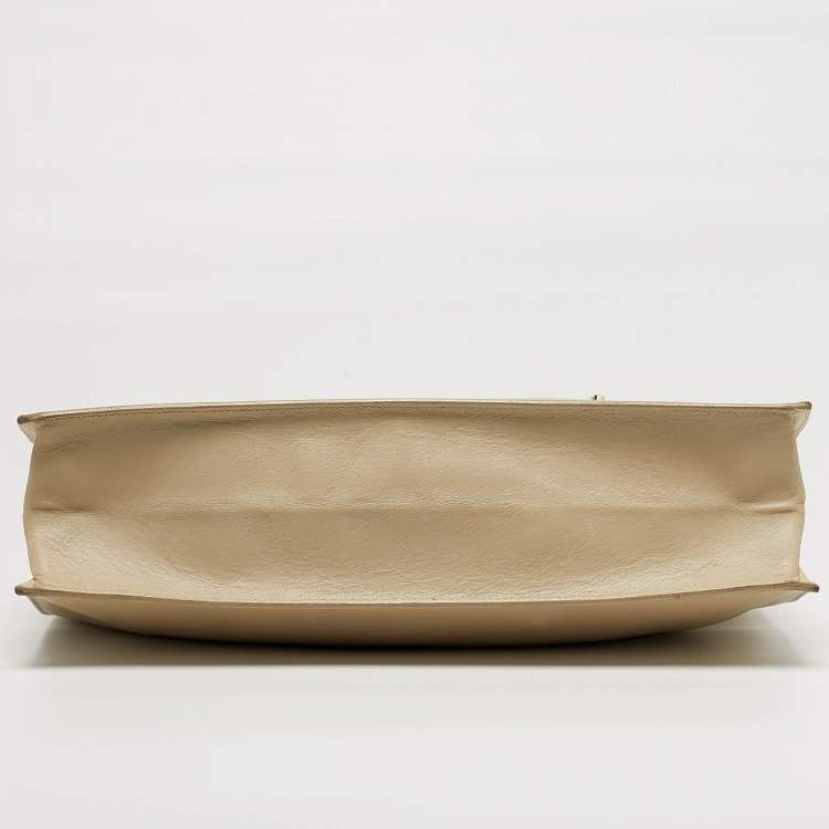 Pre Owned Gucci Drawstring Beige Leather Tote