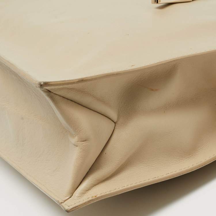 Pre Owned Gucci Drawstring Beige Leather Tote