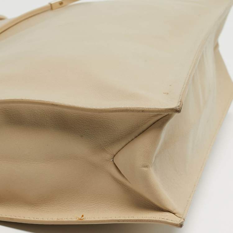 Pre Owned Gucci Drawstring Beige Leather Tote