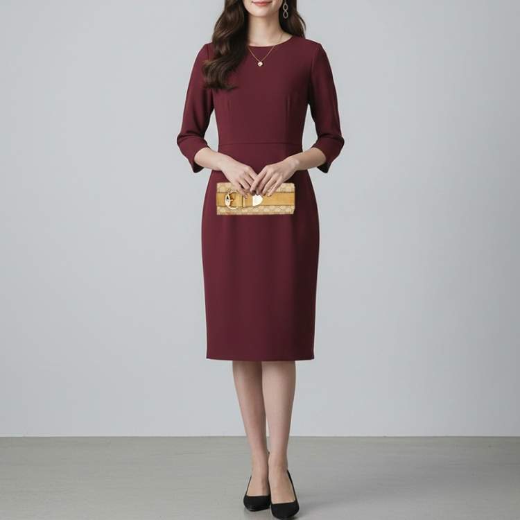 Pre Owned Gucci Romy Buckle Beige/Bronze GG Canvas and Leather Clutch