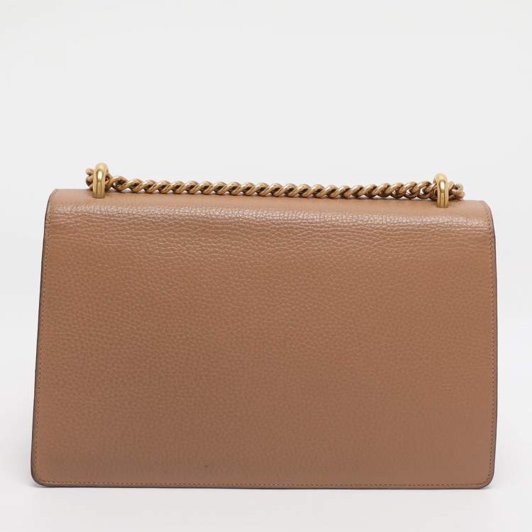 Pre Owned Gucci GG Marmont Brown Leather Shoulder Bags