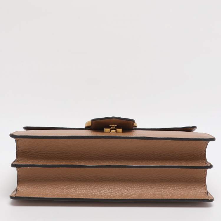 Pre Owned Gucci GG Marmont Brown Leather Shoulder Bags