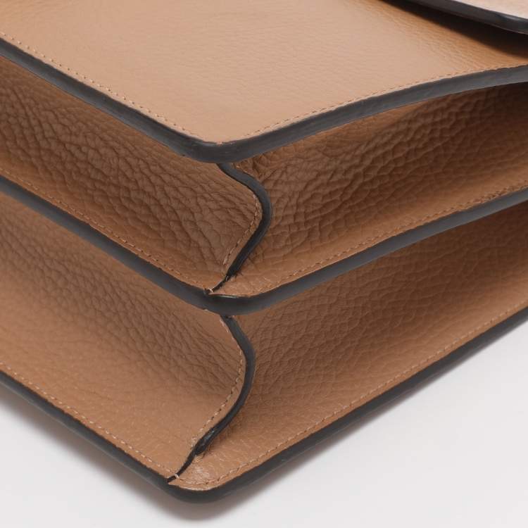 Pre Owned Gucci GG Marmont Brown Leather Shoulder Bags