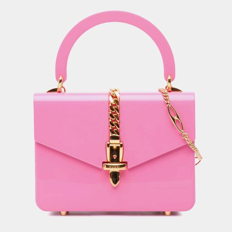 مملوكة مسبقًا Gucci Pink Mini Acrylic Sylvie 1969 Top Handle Bag