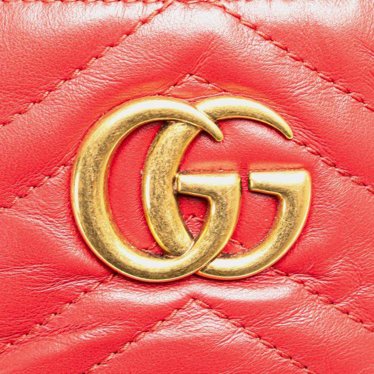 Pre Owned Gucci Red GG Marmont Round Matelasse Leather Backpack