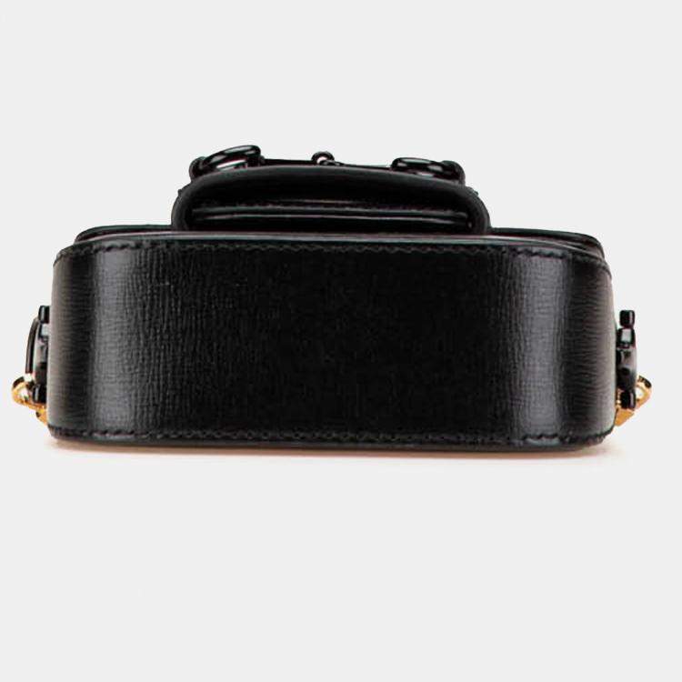 Pre Owned Gucci Black Mini Leather Horsebit 1955 Web Satchel