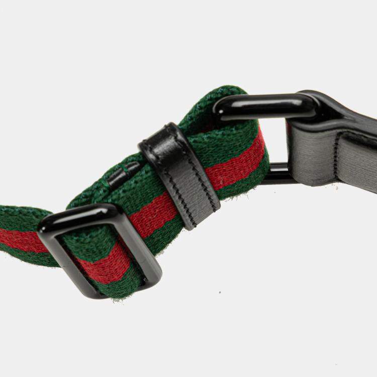 Pre Owned Gucci Black Mini Leather Horsebit 1955 Web Satchel