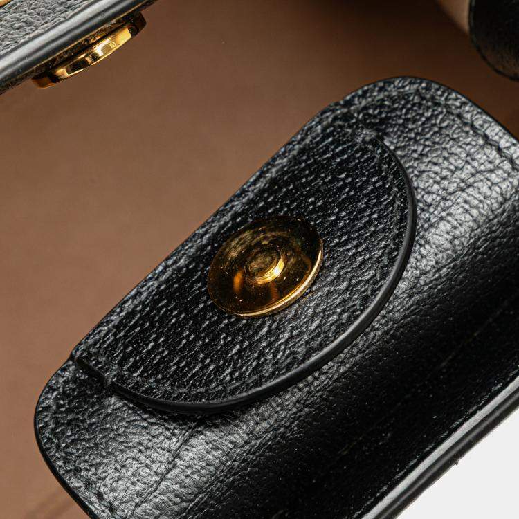 Pre Owned Gucci Black Small Calfskin Bamboo Diana Satchel