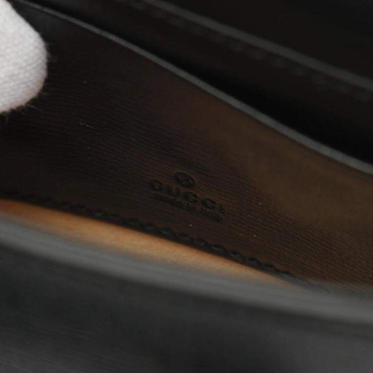 Pre Owned Gucci Black Mini Leather Horsebit 1955 Web Satchel