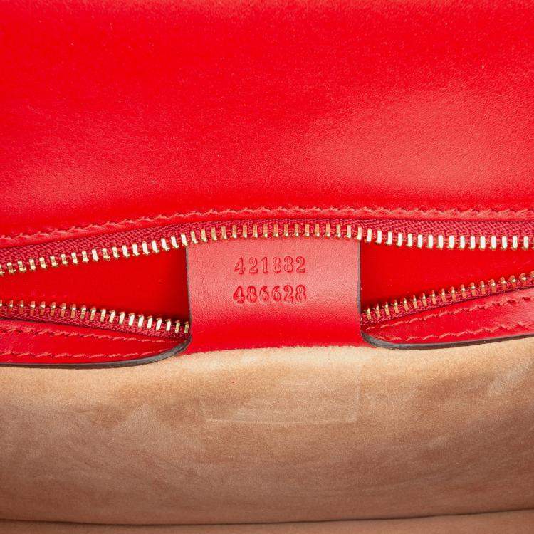 Pre Owned Gucci Red Small Leather Sylvie Web Satchel