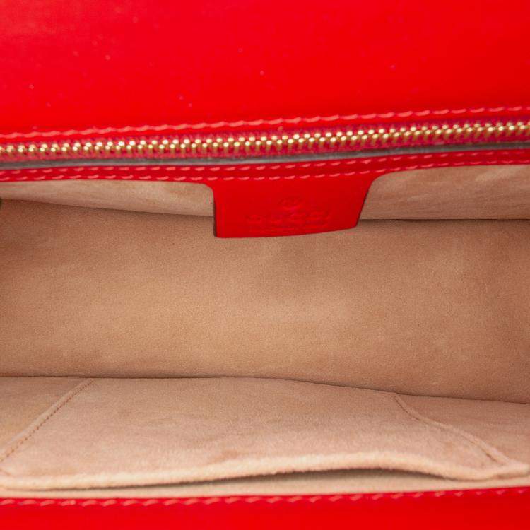 Pre Owned Gucci Red Small Leather Sylvie Web Satchel