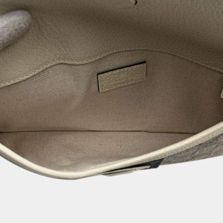 Pre Owned Gucci Brown White GG Supreme Ophidia Belt Bag
