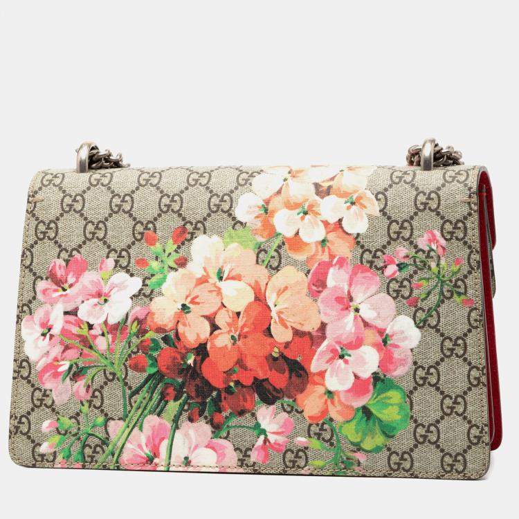 Pre Owned Gucci Brown Small GG Supreme Blooms Dionysus Shoulder Bag
