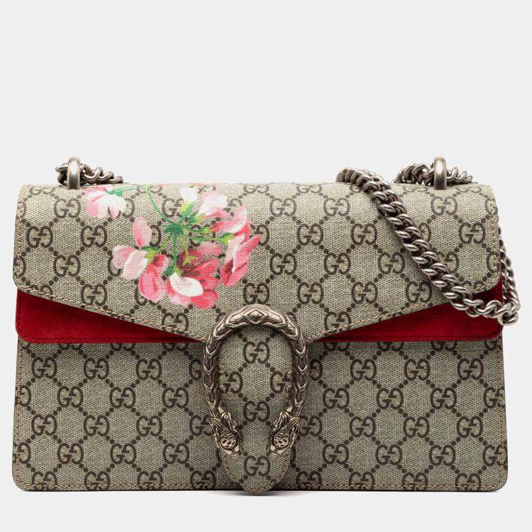 Pre Owned Gucci Brown Small GG Supreme Blooms Dionysus Shoulder Bag