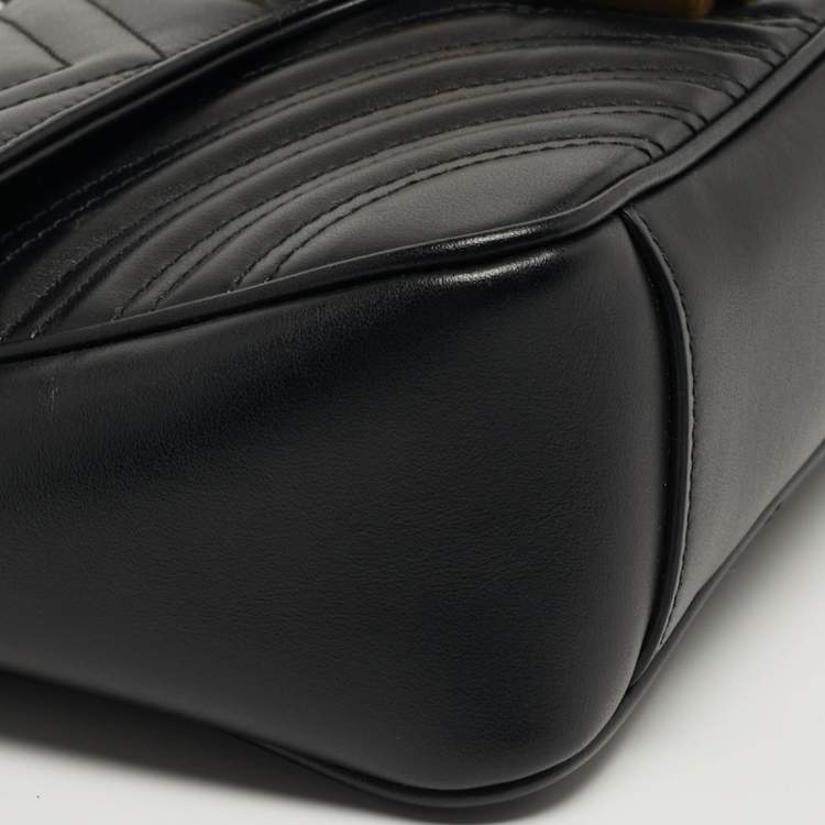 مملوكة مسبقًا Gucci GG Marmont Small Black Matelasse Leather Shoulder Bag