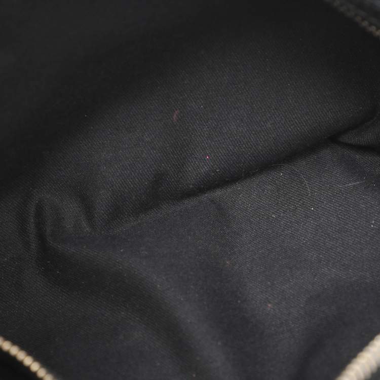 Pre Owned Gucci Bamboo Ring Black GG Canvas and Leather Hobo