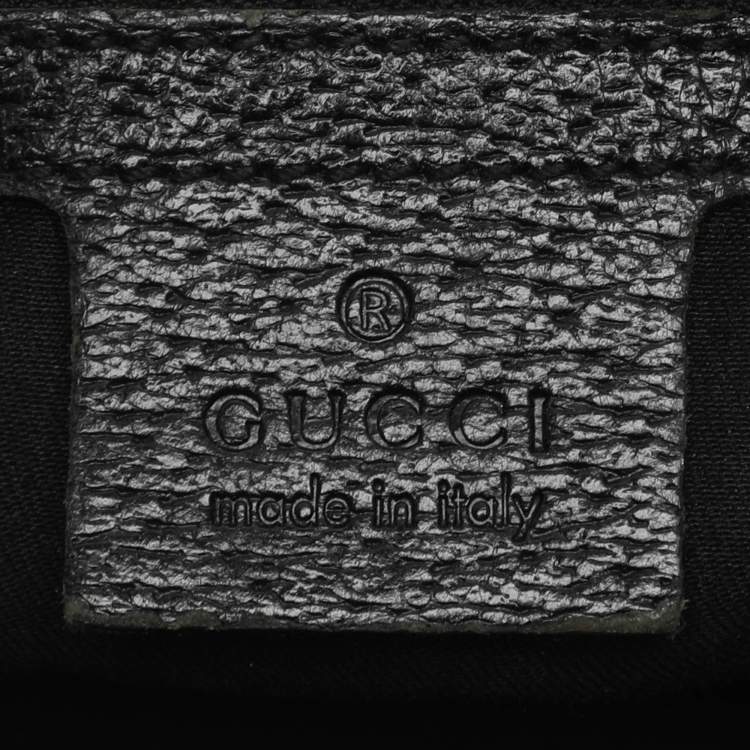 Pre Owned Gucci Bamboo Ring Black GG Canvas and Leather Hobo