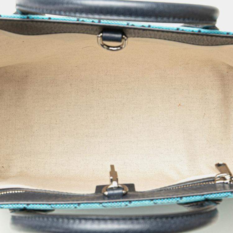 Pre Owned Gucci Blue Small GG Canvas Interlocking G Tote