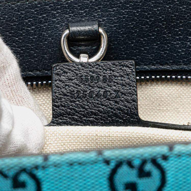 Pre Owned Gucci Blue Small GG Canvas Interlocking G Tote