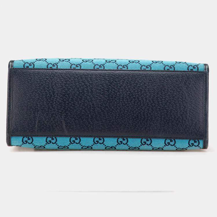 Pre Owned Gucci Blue Small GG Canvas Interlocking G Tote
