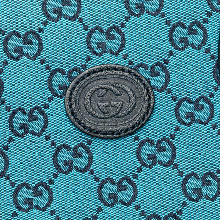 Pre Owned Gucci Blue Small GG Canvas Interlocking G Tote