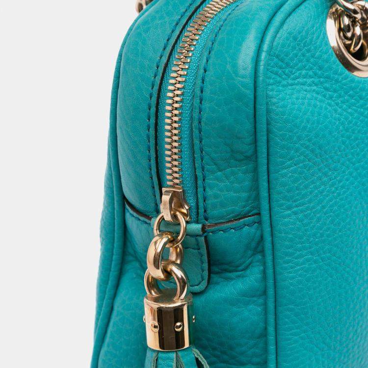 Pre Owned Gucci Blue Leather Soho Chain Zip Shoulder Bag