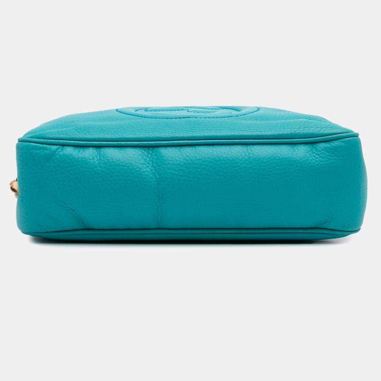 Pre Owned Gucci Blue Leather Soho Chain Zip Shoulder Bag