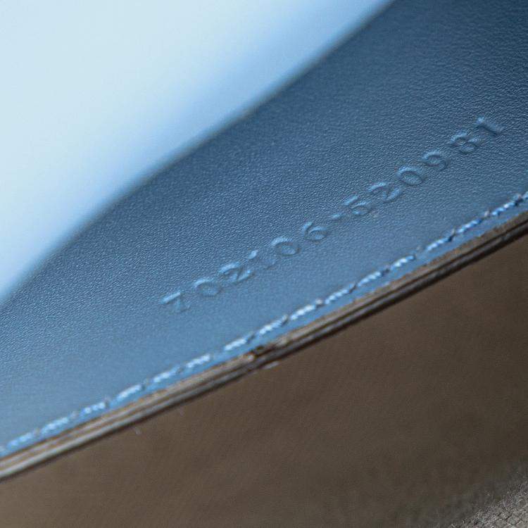 Pre Owned Gucci Blue Mini Calfskin Bamboo Top Handle Bag