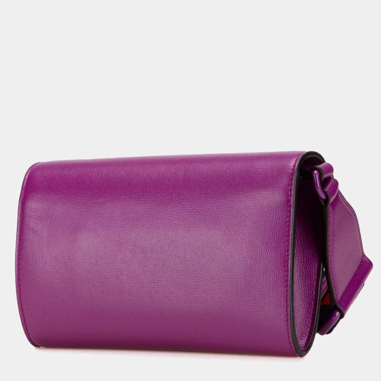 مملوكة مسبقًا Gucci Purple Mini Leather Horsebit 1955 Web Crossbody
