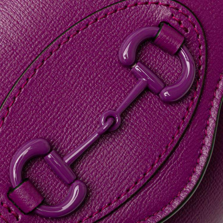 مملوكة مسبقًا Gucci Purple Mini Leather Horsebit 1955 Web Crossbody
