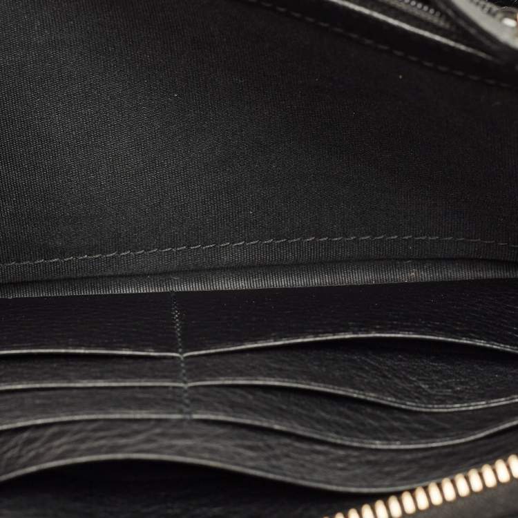 Pre Owned Gucci Soho Organizer Black Leather Double Zip Around Wallet